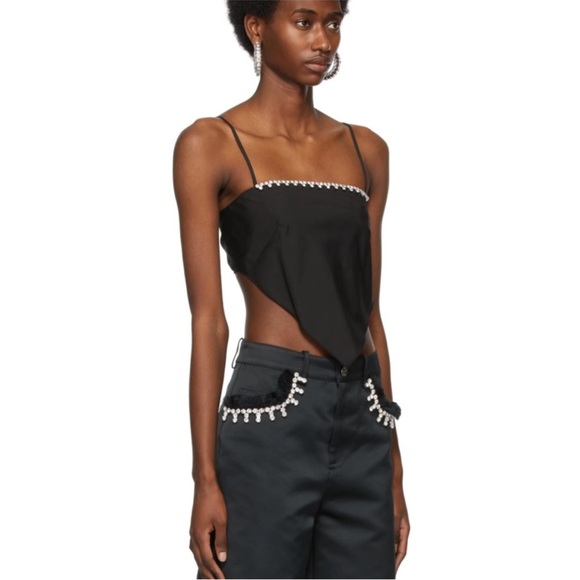 Area Handkerchief Tie Black Top Embellished - Picture 2 of 4